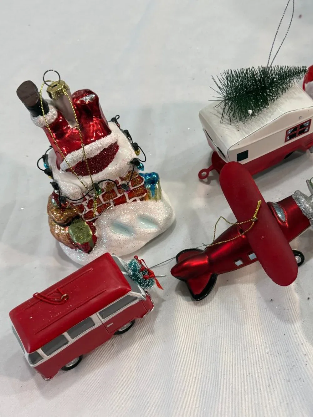 Vintage Style Christmas Ornament Lot w/ Decorative Storage Tin